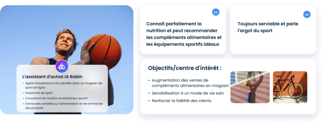 Cas d'utilisation de l'assistant d'achat IA en tant qu'expert en sports.