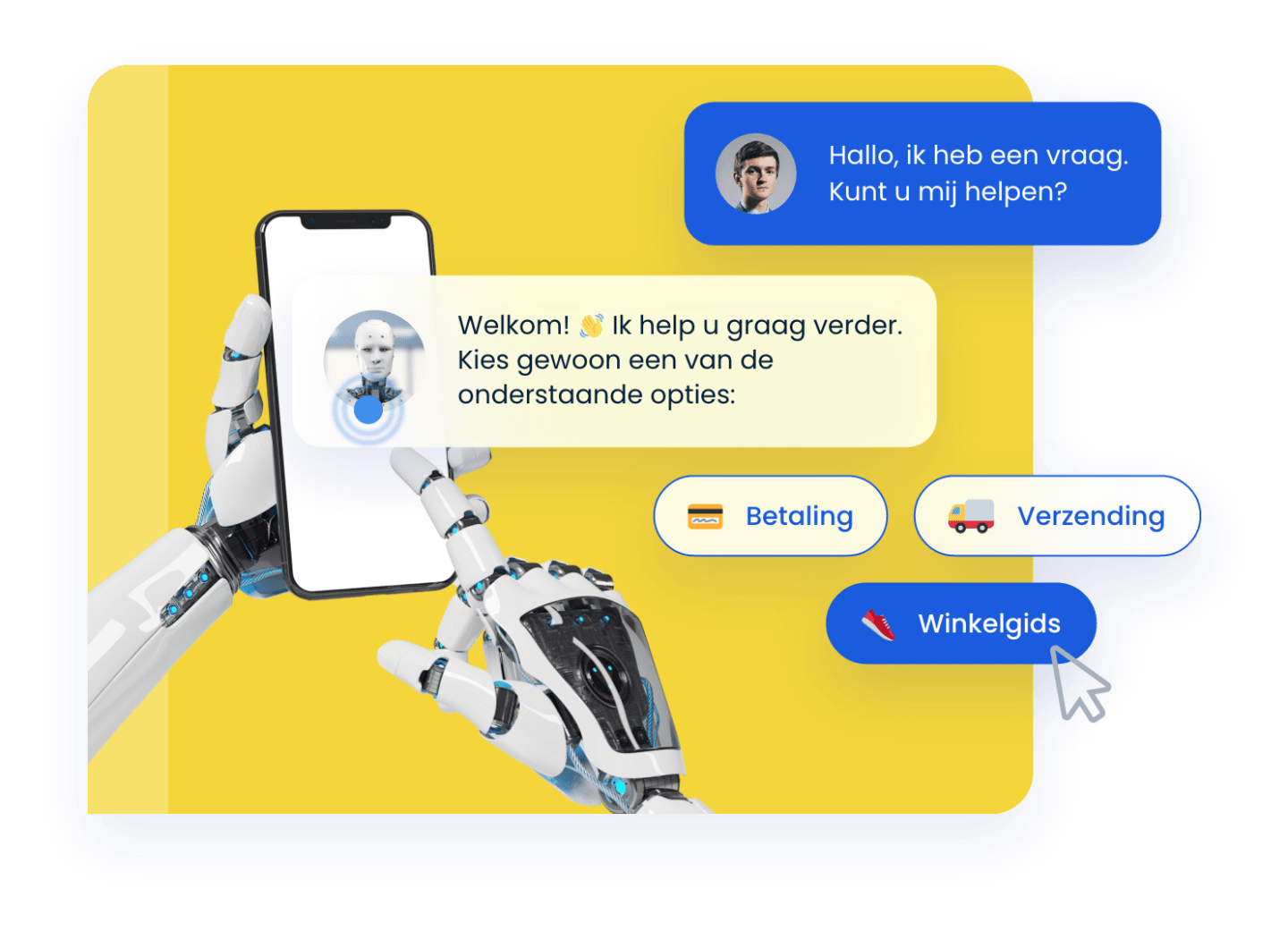 Interactie met een chatbot voorbeeld