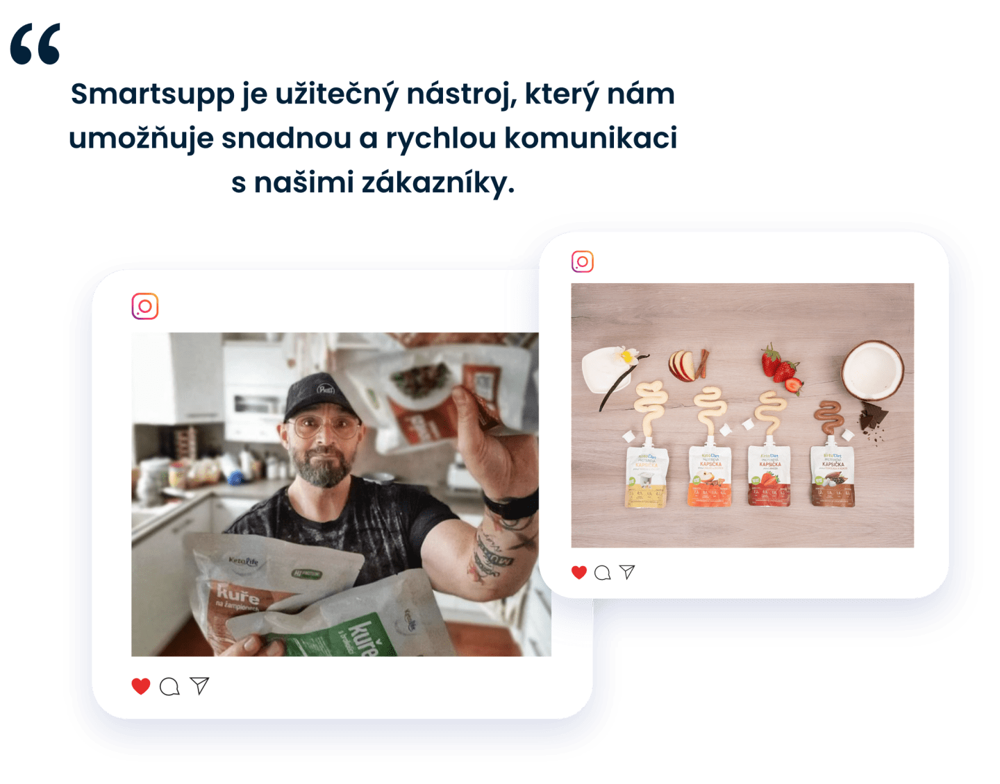 Příspěvky na Instagramu KetoDiet včetně příběhů jejich zákazníků