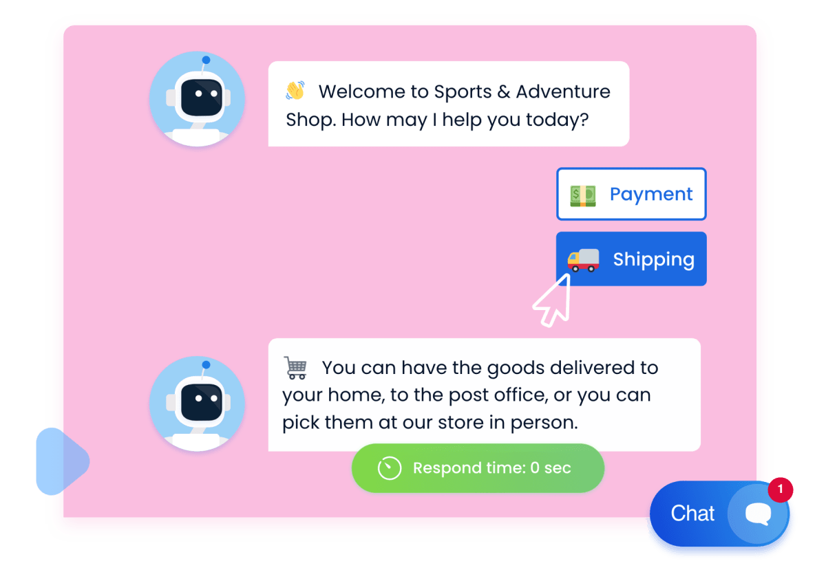 Simple chatbot responding to user&rsquo;s action