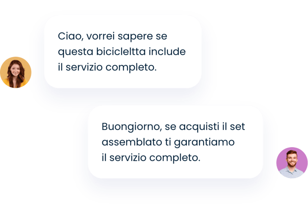 Conversazione in live chat tra una cliente e un negoziante