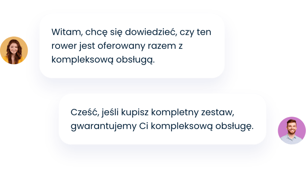 Rozmowa za pośrednictwem czatu na żywo między klientem a opiekunem klienta